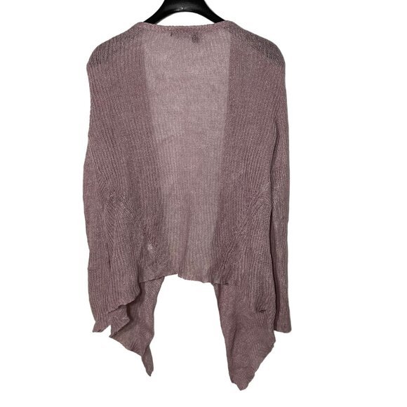 Eileen Fisher Linen Blend Open Loose Knit Waterfall Cardigan Pink Purple Sz SM - Picture 2 of 7